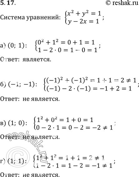  5.17.         x2 + 2 = 1,  2 = 1:) (0; 1); ) (-1; -1); ) (1; 0); ) (1;...