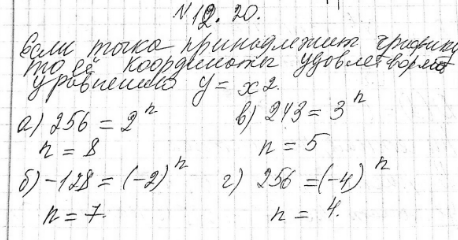 ����������� 12.20. ���� ����� n, ���� ��������, ��� ������ ��������� ������� � = �n �������� ����� �������� �����:�) (2; 256);	�) (-2; -128);	�) (3; 243);�) (-4;...