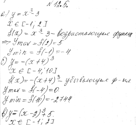 ����������� 12.5. �� �������� ���������� �������, ������� ���������� � ���������� �������� �������:�) � = �3 -3, � [-1; 2];�) � = -(x + 4)3, x [-4; 10];�) � = (� - 2)3 + 5, �...