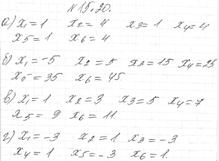 ����������� �������� ������ ����� ������ ������������������ (�n), �������� �����������:15.20. �) �1 = 1, �n = -�n-1 + 5 (n = 2, 3, 4, ...);�) x1= -5, �n=�n-1 + 10 (n = 2, 3, 4,...
