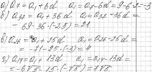 ����������� 16.18. ������� ������ ���� �������������� ���������� (an), ����:�) a7=9, d=2;�) a37=-69, d=-2,5;�) a26=-71, d=-3;�) a14=-6 ������ 5, d=- ������ 5....
