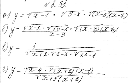 ����������� 8.33. ������� ������������ (��������) ������� � ��������� �������� ����������� (���������� ��������� �������)�) [1; 5] U [7; 9];	�) [2; 3) U [6; 10];	�) (-2;	-1) U...