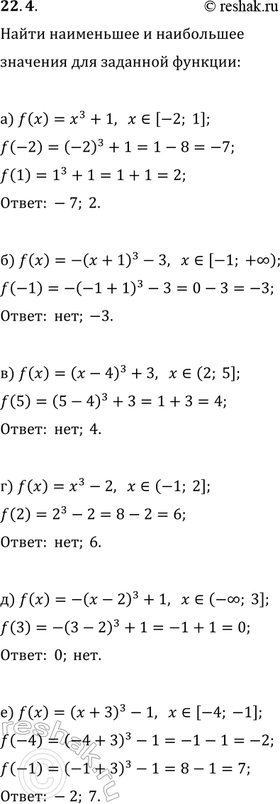  22.4.       y=f(x), :) f(x)=x^3+1, x?[-2; 1];) f(x)=-(x+1)^3-3, x?[-1; +?);) f(x)=(x-4)^3+3, x?(2; 5];)...