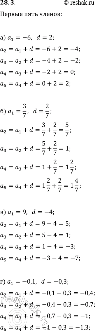  28.3.       (a_n),      a_1   d: ) a_1=-6, d=2;   ) a_1=9, d=-4;)...