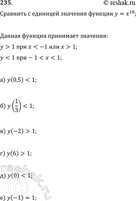  235.       = y^18:) (0,5); ) y(1/3); ) (-2); ) (6); ) y(0); )...