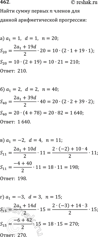  Sn=(a1+an)/2n; Sn=(2a1+(n-1)d)/2n) a1=1,   d=1) a1=2,   d=2) a1=-2,   d=4) a1=-3,  ...
