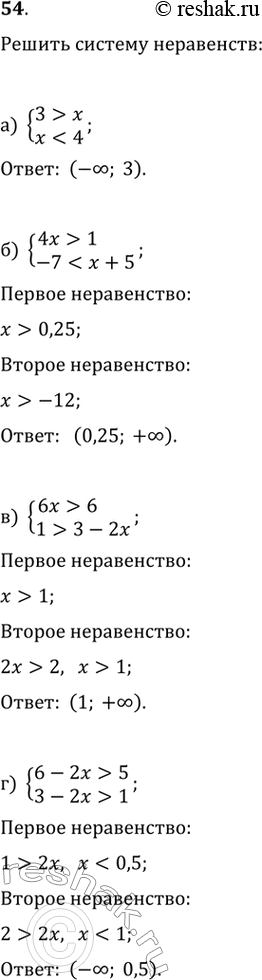     (5455):54. )3>x, x1, -76, 1>3-2x) 6-2x>5, 3-2x>1) x-4>0, 2x-8>0) 5x+32) 2x-1>3x+1, 5x-1>13)...