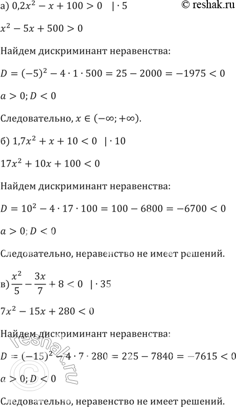 ����������� 110.�) 0,2x^2-x+100>0�)...
