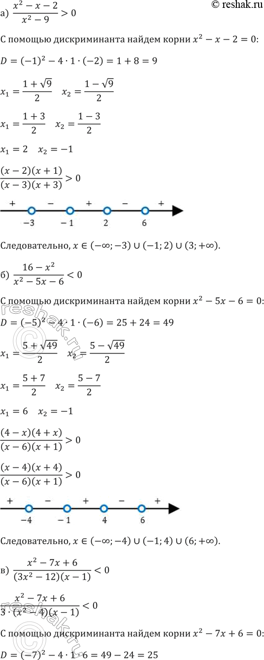 ����������� 149.�)  (x^2-x-2)/(x^2-9)>0 �) ...