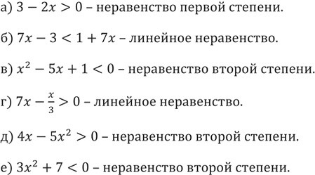����������� 71.�������� �� �����������:�) 3 - 2� > 0;	�) 7� - 3 < 1 + 7�;	�) �2 - 5� + 1	< 0;�) 7� - �/3 > 0;	�) 4� - 5�2 > 0;	�) ��2 + 7 < 0������������ ������...