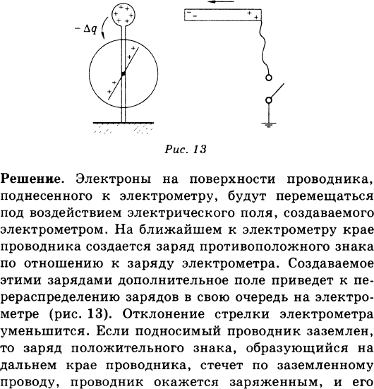 На рисунке изображены 2 одинаковых электрометра а и б шары которых имеют заряды 1 знака