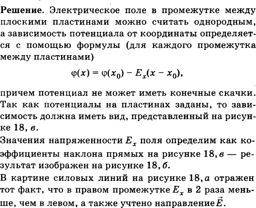 На рисунке 79 а показано расположение трех заряженных пластин и их потенциалы