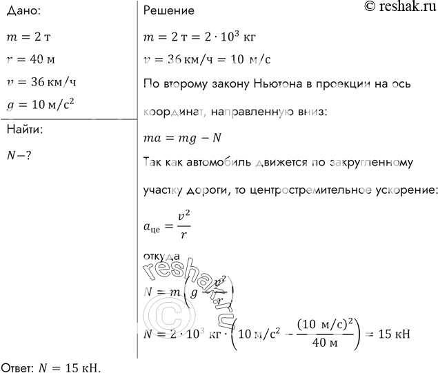 Автомобиль массой 1 т