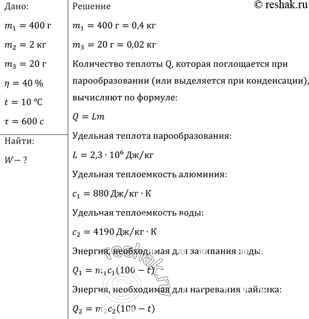 Масса алюминиевого чайника 400 г