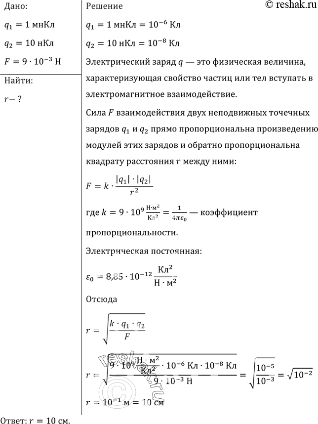 На каком расстоянии друг от друга заряды