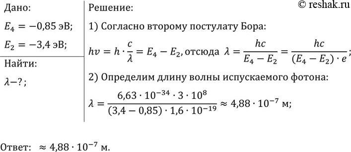 Изображение 2.	Определите длину волны света, испускаемого атомом водорода при его переходе из...