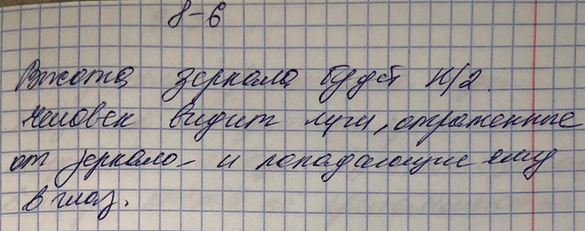 Изображение 6.	Какой высоты должно быть плоское зеркало, висящее вертикально, чтобы человек, рост которого H, видел себя в нем во весь...