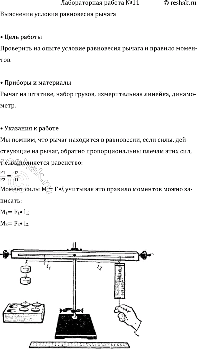 Изображение Лабораторная работа №11 ГДЗ Перышкин Иванов 7 класс