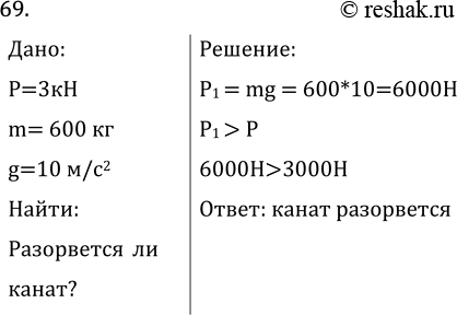 Изображение Задача на повторение 69 ГДЗ Перышкин Иванов 7 класс