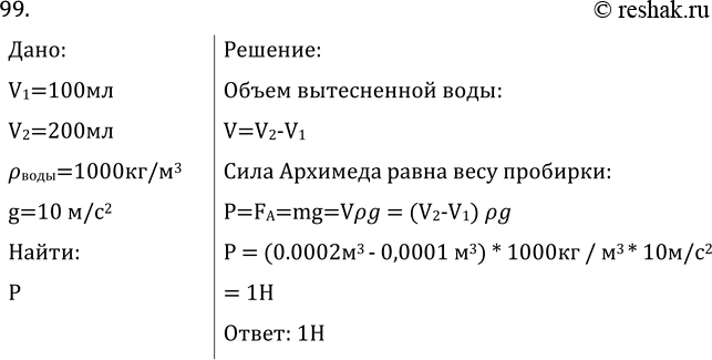 Изображение Задача на повторение 99 ГДЗ Перышкин Иванов 7 класс