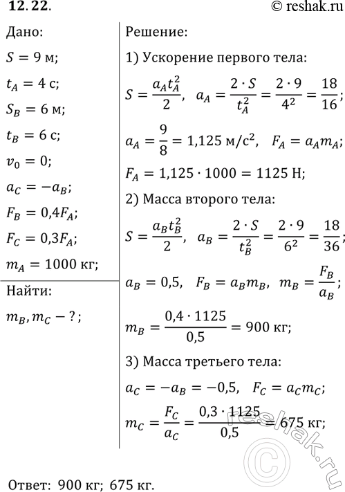 ����������� 12.22. ������� ����������� ���������� � �� ������� t ��� ��� ����������� �, � � �, ���������� �� ������� �����, ������������ �� �������. �� ���������� � ������ 1000 ��...