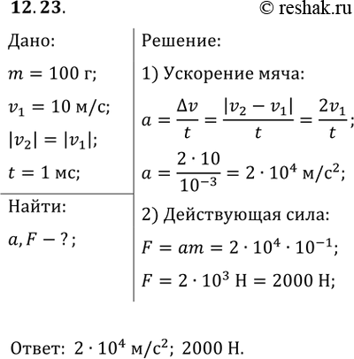 ����������� 12.23. ��� ������ 100 �, ��������� ��������������� ����� �� ��������� 10 �/�, ����������� �� �� � ��� �� �� ������ ���������. ���������� ��������� � ������� ����...