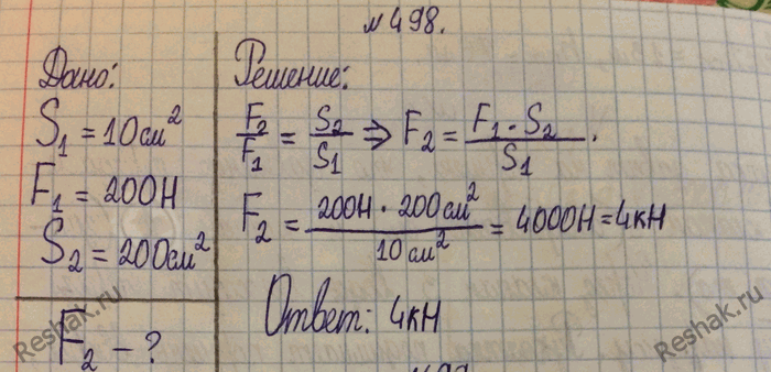 Какая сила действует на больший поршень