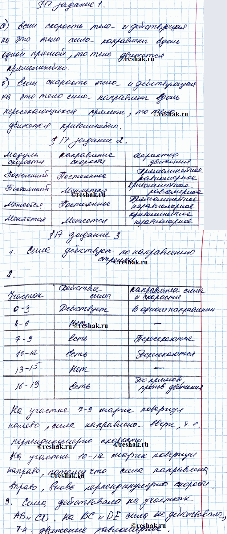 Изображение 1.Допишите предложения.  а) Если скорость тела и действующая на это тело сила направлены...