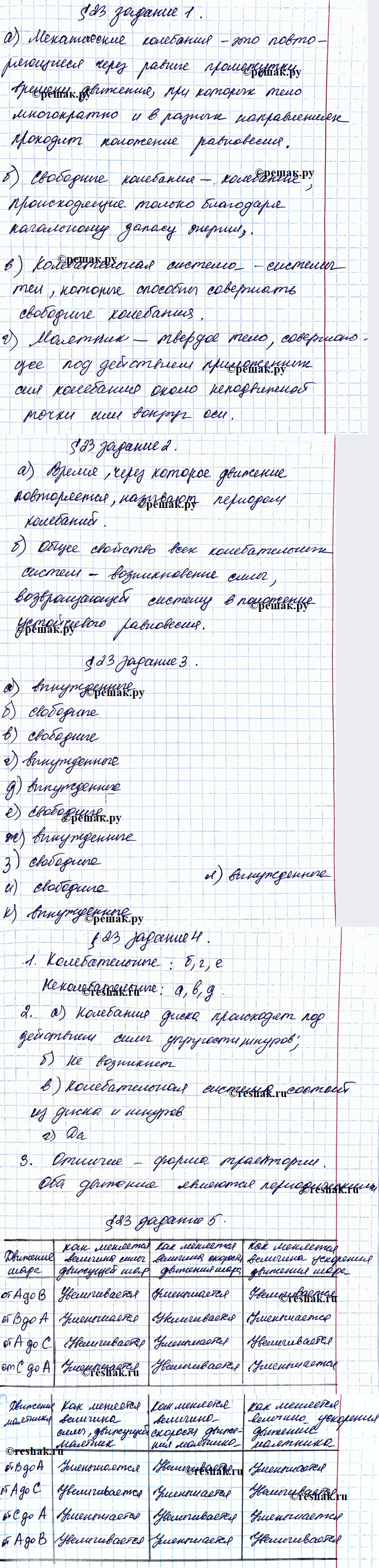 Изображение 1. Дайте определения.  а) Механические колебания — это  б) Своболные колебания — это  в)...