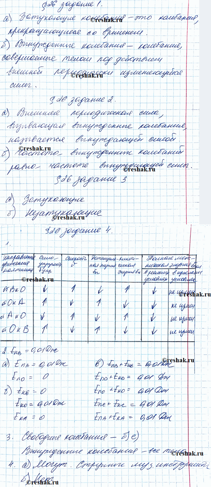Изображение 1. Дайте определения.  а) Затухающие колебания — это  б) Вынужденные колебания — это  2....