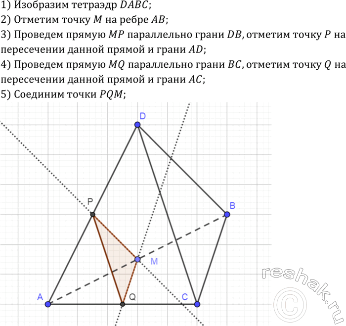 ����������� ���������� �������� ABCD � �������� ����� M �� ����� AB. ��������� ������� ��������� ����������, ���������� ����� ����� M ����������� �����...