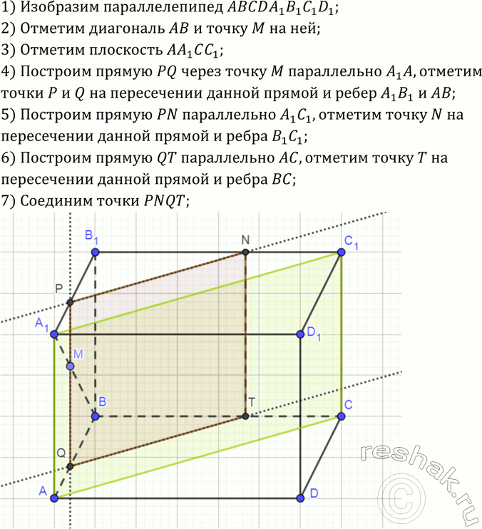 ����������� ���������� �������������� ABCDA1B1C1D1 � �������� �� ����� AB ����� �. ��������� ������� ��������������� ����������, ���������� ����� ����� M ����������� ���������...