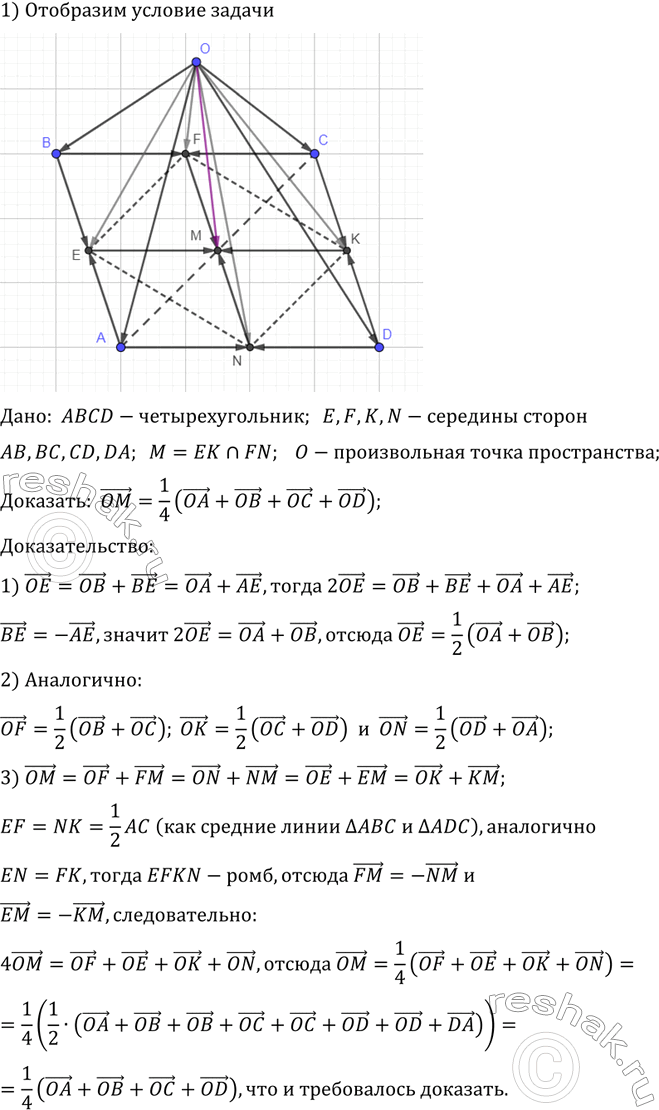 ����������� �������, ����������� �������� ��������������� ������ ���������������� ABCD, ������������ � ����� �. ����� O � ������������ ����� ������������. ��������, ��� �����������...