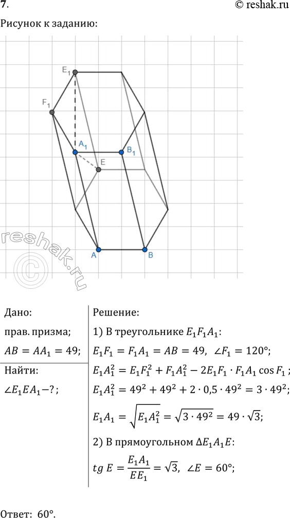 ����������� � ���������� ������������� ������ ABCDEFA_1B_1C_1D_1E_1F_1 ��� ���� ����� 49. ������� ���� E_1EA_1. ����� ����� �...