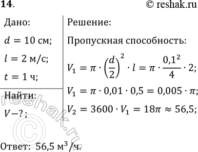 ����������� ������� ���������� ����������� (� ���������� ������ �� 1 �) ������� ����������� ����� ��������� 10 ��, ���� �������� ������� ���� ����� 2 �/�.����:d=10 ��;l=2...