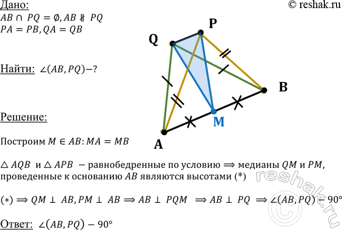 ����������� ������� ���� ����� ��������������� ������� AB � PQ, ���� ����� P � Q ������������ �� ������ �������...