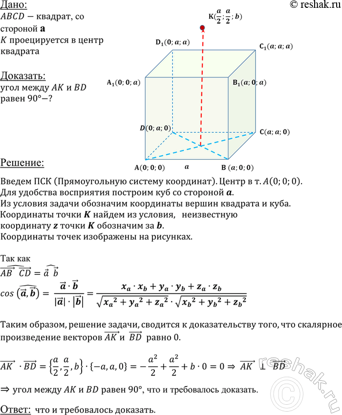 ����������� �������� ����� K �� ��������� �������� ABCD ��������� � ������� ����� ��������. ��������, ��� ���� ����� ������� AK � BD �����...