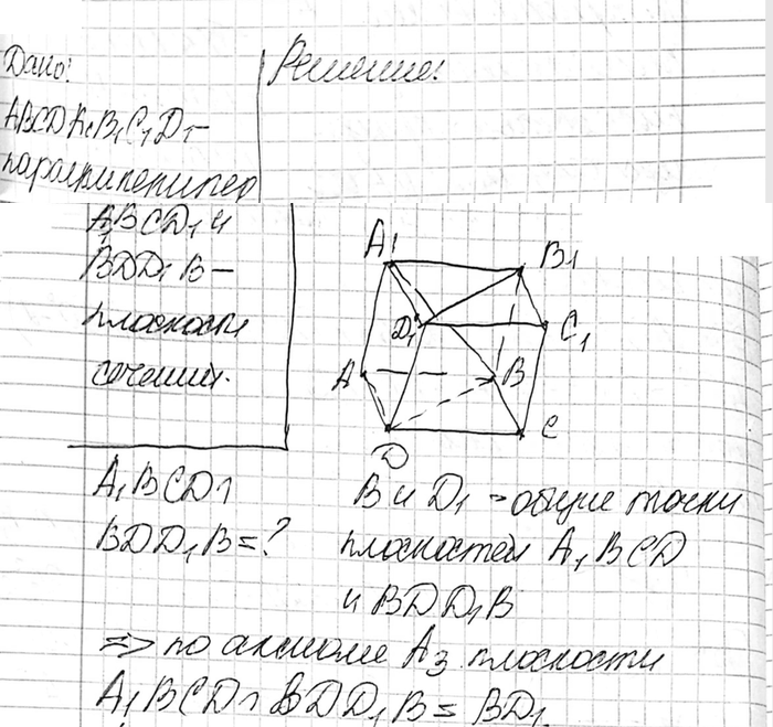 ����������� �� ����� ������ ������������ ��������� ������� A1BCD1 � BDD1B1 ���������������...