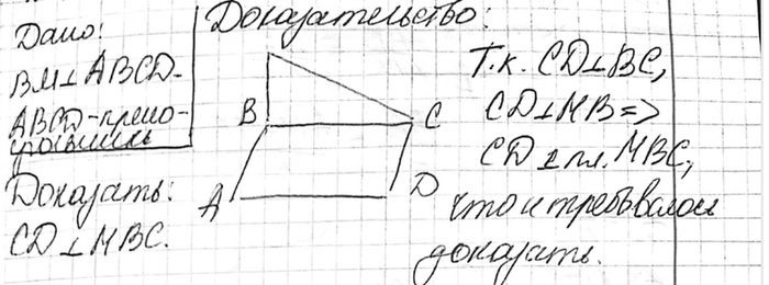 ����������� ������� BM ��������������� � ��������� �������������� ABCD. ��������, ��� ������ CD ��������������� � ���������...