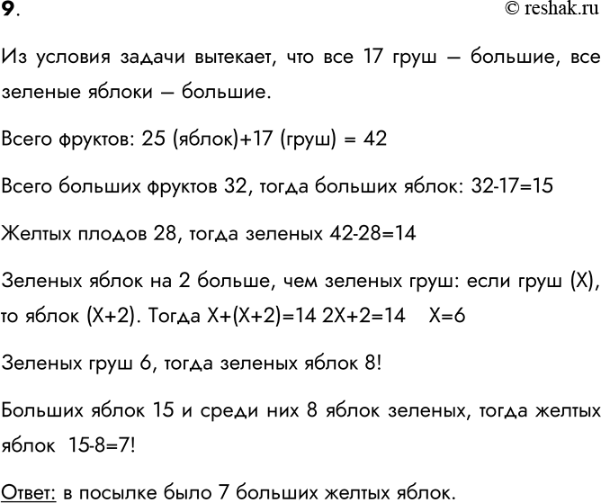 Изображение 9. Бабушка прислала Ивану посылку с яблоками и грушами. Некоторые из этих плодов были...