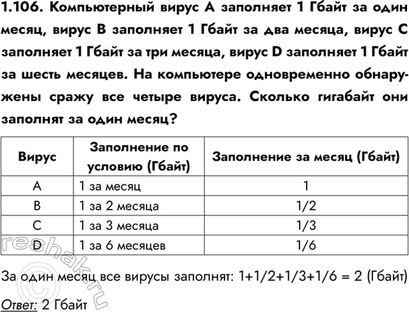 ����������� 1.106. ������������ ����� � ��������� 1 ����� �� ���� �����, ����� � ��������� 1 ����� �� ��� ������, ����� � ��������� 1 ����� �� ��� ������, ����� D ��������� 1 �����...