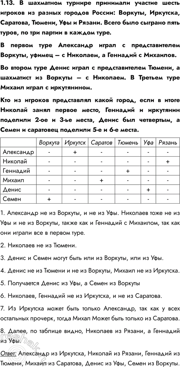 ����������� 1.13. � ��������� ������� ��������� ������� ����� ������� �� ������ ������� ������: �������, ��������, ��������, ������, ��� � ������. ����� ���� ������� ���� �����, ��...