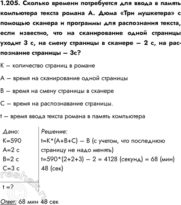 ����������� 1.205. ������� ������� ����������� ��� ����� � ������ ���������� ������ ������ �. ���� ���� ��������� � ������� ������� � ��������� ��� ����������� ������, ����...