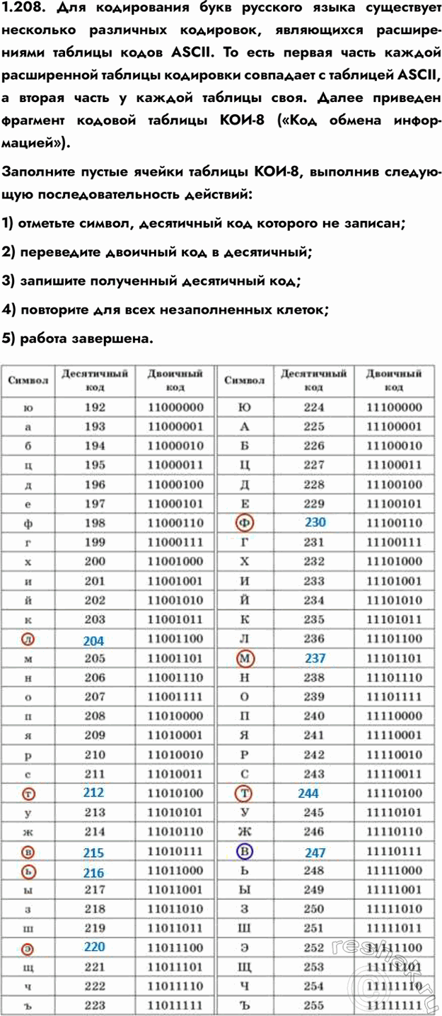 ����������� 1.208. ��� ����������� ���� �������� ����� ���������� ��������� ��������� ���������, ���������� ������������ ������� ����� ASCII. �� ���� ������ ����� ������ �����������...