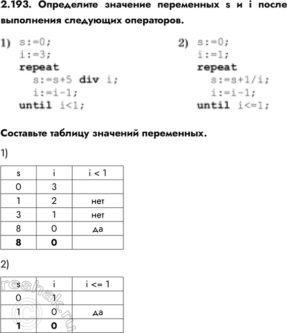 ����������� 2.193. ���������� �������� ���������� s � i ����� ���������� ��������� ����������.��������� ������� ��������...