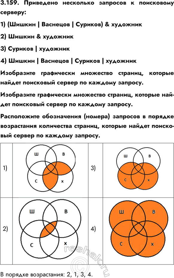����������� 3.159. ��������� ��������� �������� � ���������� �������:1) (������ | �������� | �������) & �������� 2) ������ & �������� 3) ������� | �������� 4) ������ |...