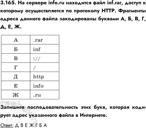 ����������� 3.165. �� ������� info.ru ��������� ���� inf.���, ������ � �������� �������������� �� ��������� HTTP. ��������� ������ ������� ����� ������������ ������� �, �, �, �, �,...