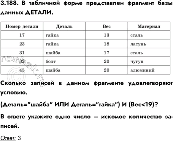 ����������� 3.188. � ��������� ����� ����������� �������� ���� ������ ������. ������� ������� � ������ ��������� ������������� �������.(������=