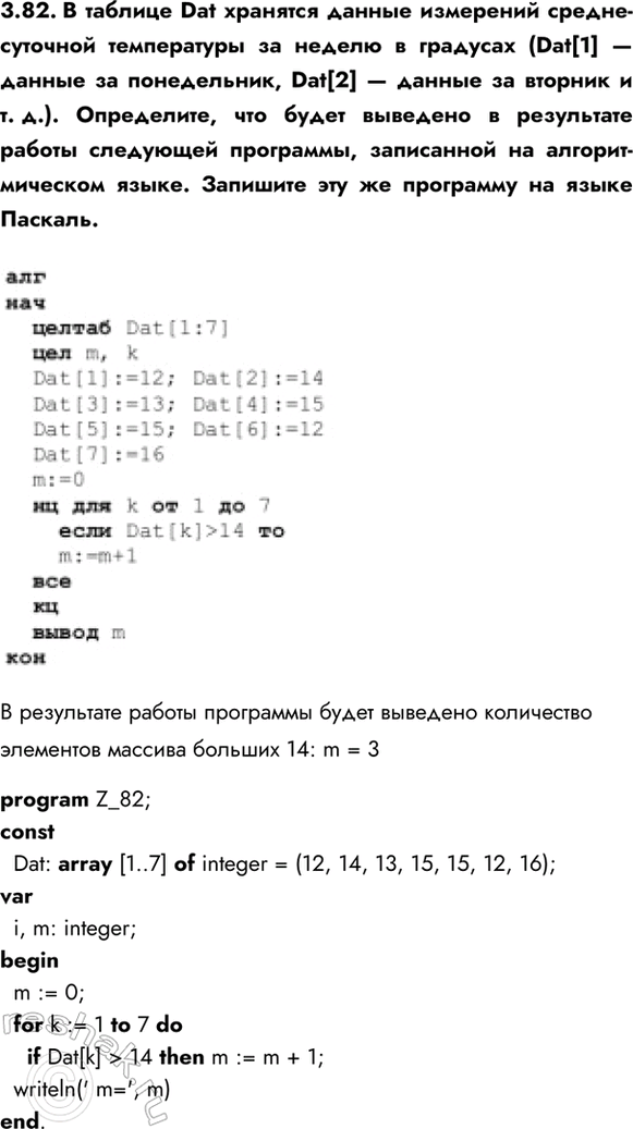 ����������� 3.82. � ������� Dat �������� ������ ��������� ������-�������� ����������� �� ������ � �������� (Dat[1] � ������ �� �����������, Dat[2] � ������ �� ������� � �. �.)....