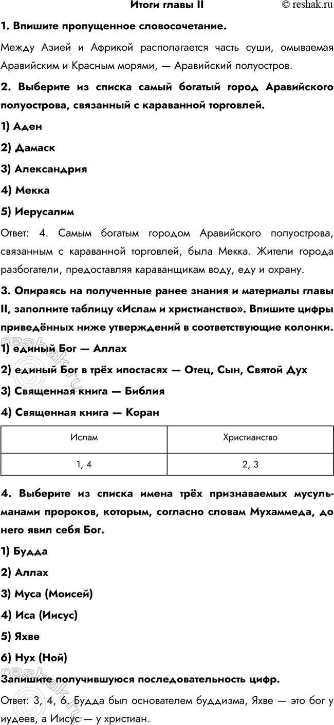 Изображение Итоги Главы 2 РТ ГДЗ Абрамов, Ведюшкин 6 класс